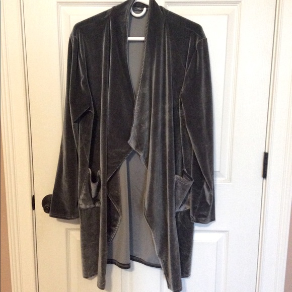 Sweet T Jackets & Coats Gray Velvet Blazer Size Xxl Poshmark